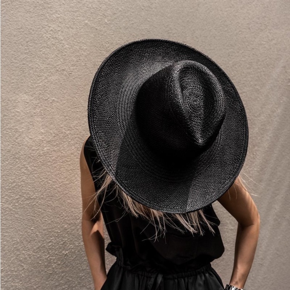Janessa Leone Rita Straw Black Hat Small